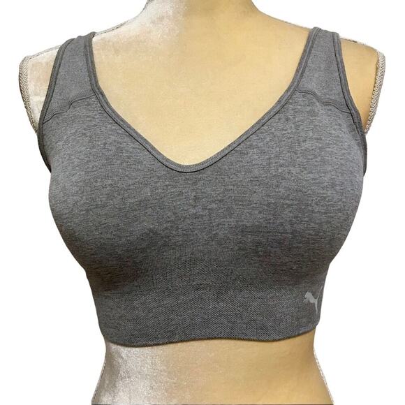 Puma NWOT Light Grey Seamless Sports Bra Women M - Picture 2 of 10